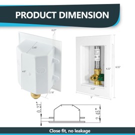 1-Pack Seelink Pre-Assembled Ice Maker Outlet Box, 1/2" PEX-A Expansion Inlet x 1/4" OD Compression Outlet, with Installed 1/4-Turn Ball Valve and Stainless Steel Hammer Arrestor