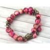 Boho Gipsy multi-strand woman's bracelet in natural white jade tinged