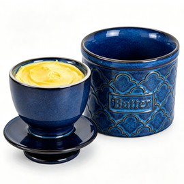 Butter Crock with Lid for Countertop, French Butter Dish Ceramic Keeper