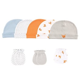 Luvable Friends baby girls Cotton Caps and Scratch Mittens Hat, Fox, 0-6 Months US