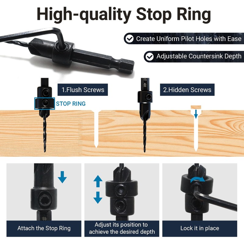 18 PCS Countersink Drill Bit Set, HSS Tapered Drill Bits