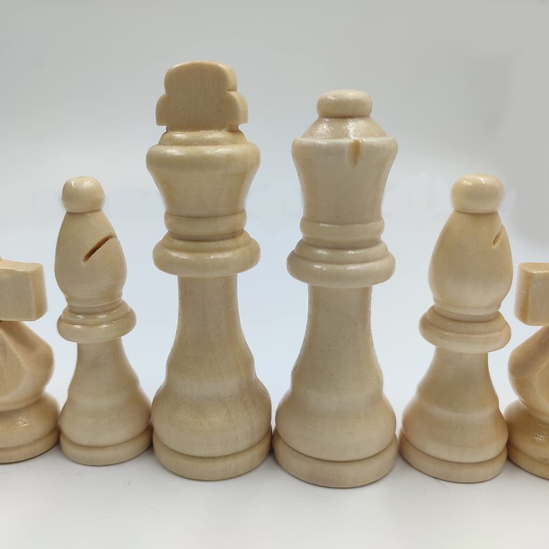 62 Pieces Wooden Checker Pieces & Chess Pieces 2 in
