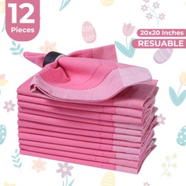 Limecasa Cotton Cloth Napkins Set of 12-20x20 Double Hemstitched Machine Washable Dinner Napkins, Pink Multi, Wedding Napkins