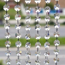 10pcs Octagonal Bead Curtain Crystal Pearl Noren Decoration DIY Door/Entryway/Window/Wedding/Party(10x1M, Clear)