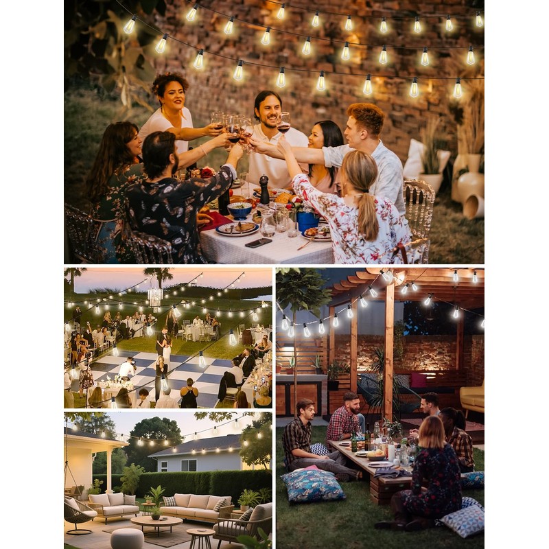 Brightever 200FT Outdoor String Lights with Remote, 2700K/4000K/5000K Selectable LED