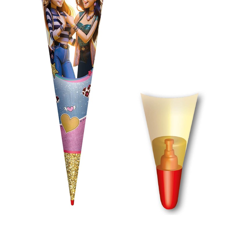 ROTH Motiv-Schultüte, Best Friends Forever, 70 cm, rund, Rot(h)-Spitze, Filzverschluss
