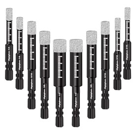 Mgtgbao 10PCS Black Dry Diamond Drill Bits Set, Tile Drill bit for Granite Marble Tile Ceramic Stone Glass Diamond Hole Saw Kit with Size 3/16,1/4, 5/16, 3/8, 1/2