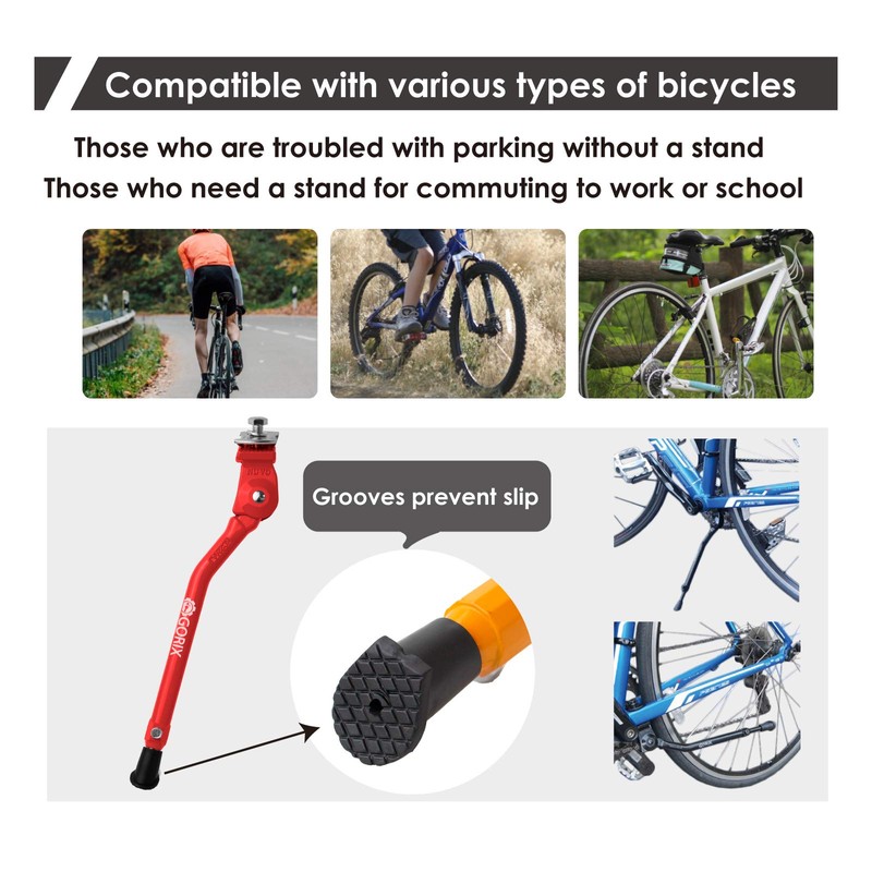 GORIX Bike Kickstand Side Road Mountain Bicycle Adjustable Portable (GX-KC22AAJ-Z(Global