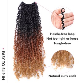 Toyotress Yanky Twist Crochet Hair - 10 Inch 2 Packs (30 Strands/Pcs) Fluffy Spring Mini Twist Passion Twist, 3 Tones Ombre Brown Pre-Looped Crochet Braids Braiding Hair (10 Inch, OT30/27-2P)