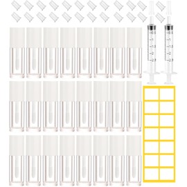 1.3ML Empt Lip Gloss Tube, 26Pack Clear Mini Refillable Balm Bottles Transparent Lipstick Containers for Lip Samples Portable DIY Containers Vials with Lipbrush and Cover for Travel and Home