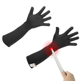 MECCANIXITY Cut Resistant Sleeves with Gloves, 52cm Arm Protection Sleeve HPPE Farmer Gardening Sleeves for Work Kitchen, Welding, Farming, Black