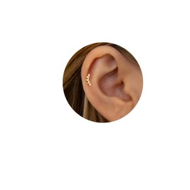 Kabwea 2 x 18 K Dainty Climber Stud Earrings, Helix Piercings, Silver 18 K, Piercing Ear, Piercing Set, Piercing, Tragus Piercing, Helix, Tragus Piercing, Silver (1 Pair), gold