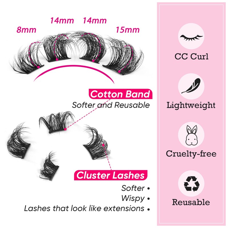 Natural Cluster Lashes Extensions Wispy Natural Look False Eyelashes Individual