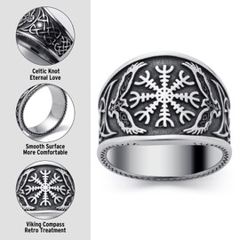 WESTMIAJW Viking Rings for Men Norse Compass Ring Jewellery Size T1/2