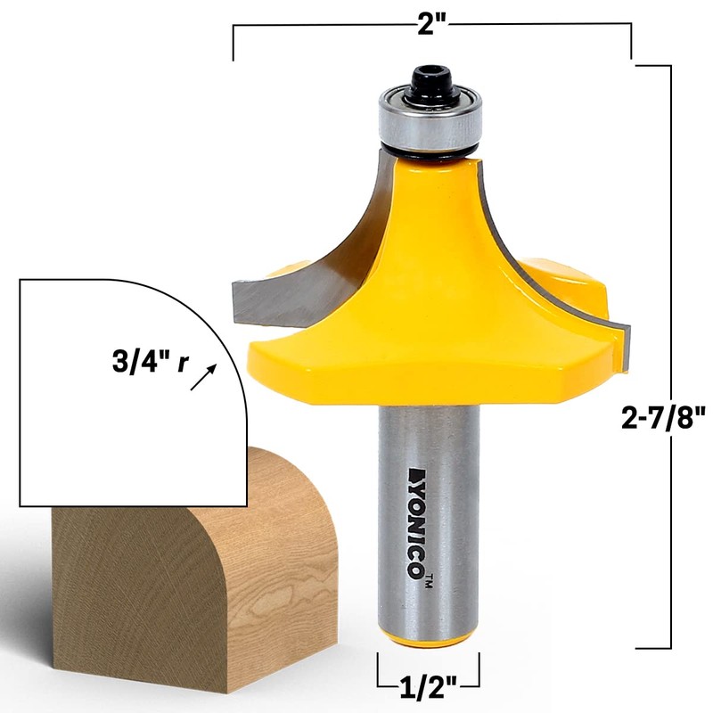 YONICO 13168 3/4-Inch Radius Round Over Edge Forming Router Bit