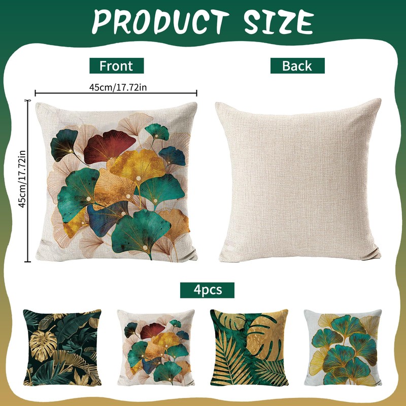 HIQE-FL Pack of 4 Cushion Covers, 45 x 45 cm,