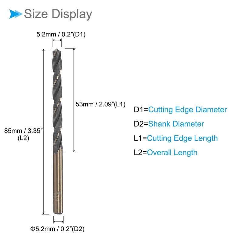 CoCud 5.2mm Advanced Twist Drill Bit with Titanium & Nitride
