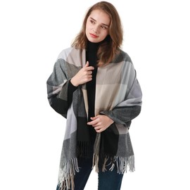 MEANBEAUTY Women's Scarf Wraps Pashminas Pashmina Shawls Warm Winter Long Large Plaid Soft Thick Blanket Scarves(plaid 1)