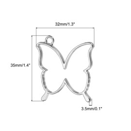 PATIKIL Alloy Open Back Bezel Pendants, 10 Pack Butterfly Shaped Hollow Resin Pendant Frame for DIY Crafts Earrings Necklace Bracelet Making, Silver Tone
