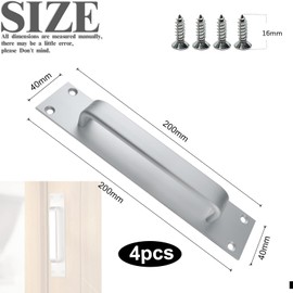GZhaizhuan Set of 4 Door Handle Sliding Door, Aluminium Alloy Barn Door Handle for Kitchen Furniture Office Cabinet with 16 Screws & 1 Screwdriver (Silver)