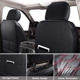 Huidasource Tacoma Front Seat Covers, Leather Car Seat Covers Custom Fit for Toyota Tacoma 2016-2023 2022 2021 Double & Crew Cab SR, SR5, Limited, TRD Pro, TRD Sport, Off-Road (Front Pair/Black)