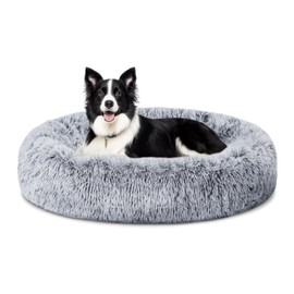 ELSKER&HOME Calming Dog Bed,Donut Washable Warming Soft Round 39 inches Dog Beds for Large Dogs,Anti-Anxiety Fluffy Plush Cushion Bed Fits up to 120 lbs Pets,Gradient Blue