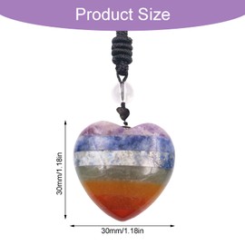 Qwrqwr Healing Crystal Necklace with 7 Chakra Stones for Women Men Reiki Balancing Meditation Energy Massage Gemstones Stress Anxiety Relief Gifts (Heart-shaped, Multicolor, One size)