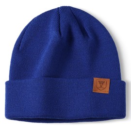 OZERO Winter Beanie Hat for Men Women: Unisex Warm Knit Cuffed Skull Cap Thermal Soft Snow Cap Winter Gifts for Family and Friends for Cold Weather (UK, Alpha, One Size, Navy Blue-no Lining)