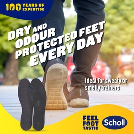Scholl Odour Buster Insoles, Odour Eliminator Shoe Insoles with Active Charcoal Odour Neutraliser Technology - Ideal for Sweaty or Smelly Trainers, Trim to Fit, UK Size 3-11, 1 Pair
