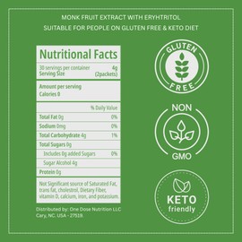 Carbon Sweeteners Plant Based Drink Sweetener with Monk Fruit Extract and Erythritol, 60 Count (Pack of 1)