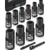 Bestwork 12pcs Magnetic Tap Socket Set, 1/4", 3/8" Square Drive