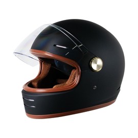 Loyoriwy DOT Cafe Racer Helmet,Retro Vintage Full Face Motorcycle Helmet Classic Design for Men Women Lightweight Windproof Vent, Cruiser Riding, Highway Commute, Touring,E-Bike (Matte Black, XL)