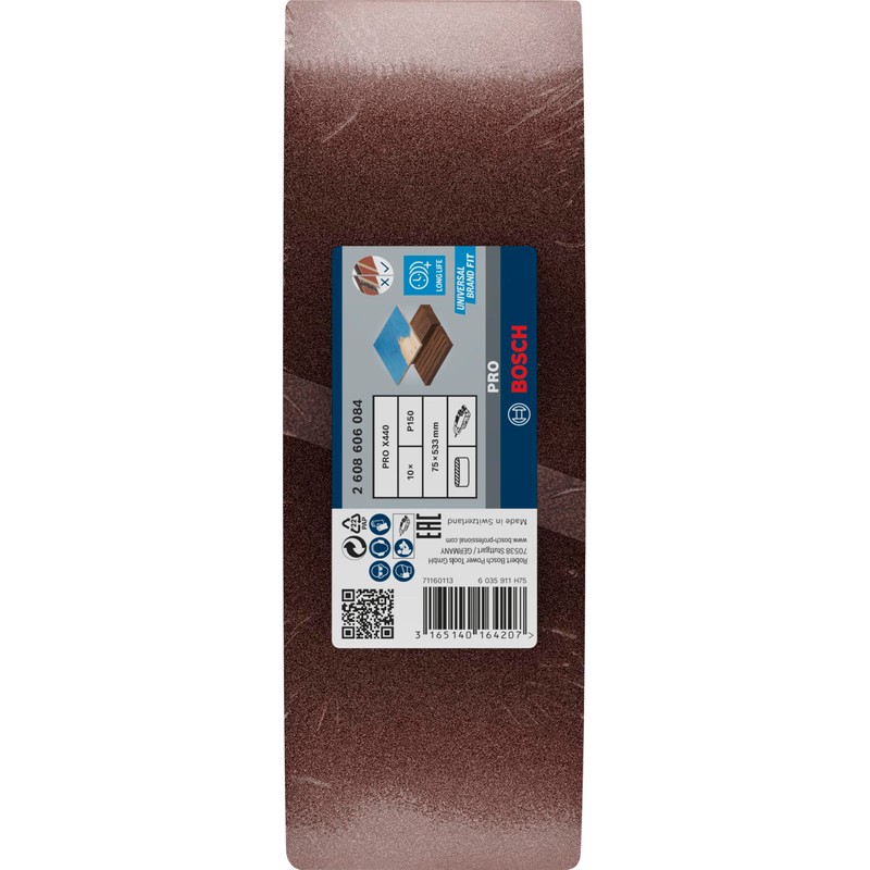Bosch 2608606084 Sanding Belts75x533 G150, Red, 150 Grit, Set of
