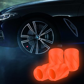 12pcs Automobile Luminous Tire Valve Cap, Automobile Corrosion-Resistant Wheel Valve Cover, Luminous, Automobile Decoration Accessories are Commonly Used in Suvs, Trucks, Cars, Rvs (Orange)