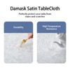 HommxJF Wave Scroll Damask Jacquard Rectangle White Tablecloth 60"x102"，Wipeable Table