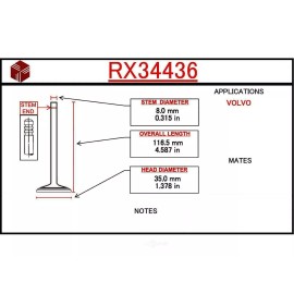 ITM Engine Components Engine Exhaust Valve-Eng Code: B30A ITM RX34436 fits 70-73 Volvo 164 3.0L-L6