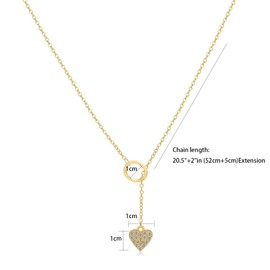 VIROMY Heart Necklace for Women 14K Gold Plated Heart Pendant Necklace Dainty Slip Chain Trendy Gold Jewellery for Women