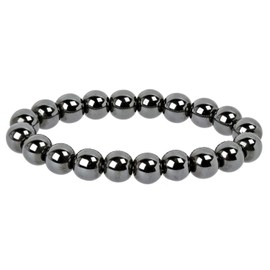 ELEDORO PowerBead Ladies Bracelet, String Gemstone Beads, 10 mm x 17-18 cm, charcoal