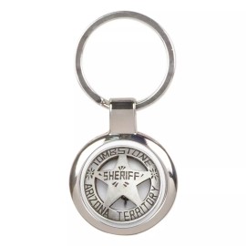 Unbranded Tombstone Sheriff Badge Key Ring Key chain Key Fob Chrome Finish