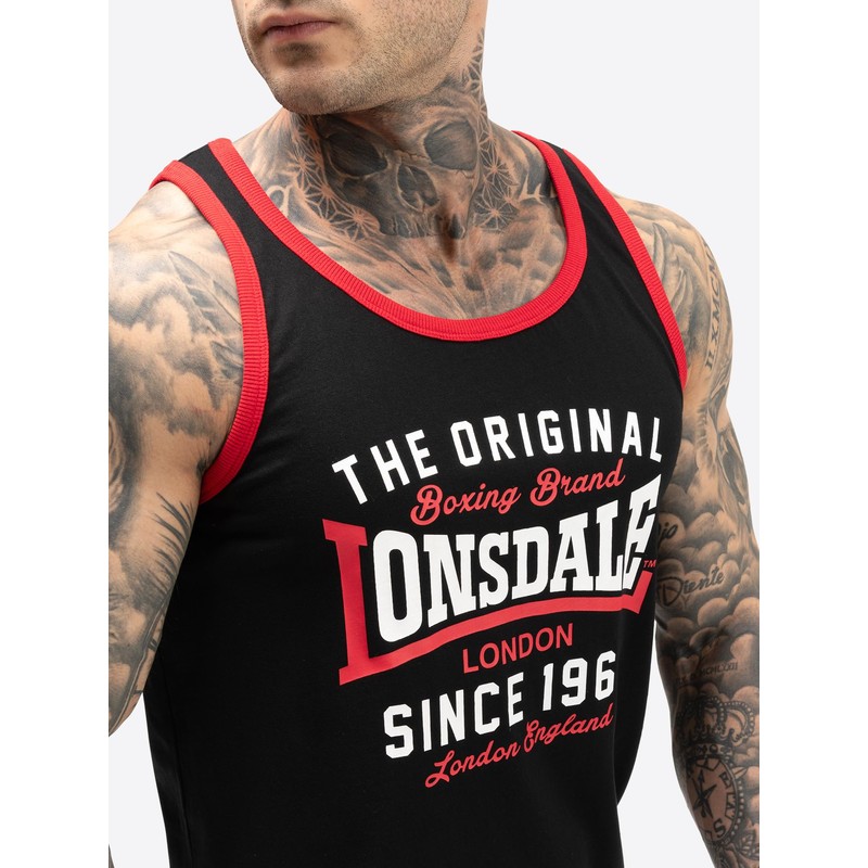 Lonsdale London ANDOVER Uomo Canotta nero L 100% cotone Regular