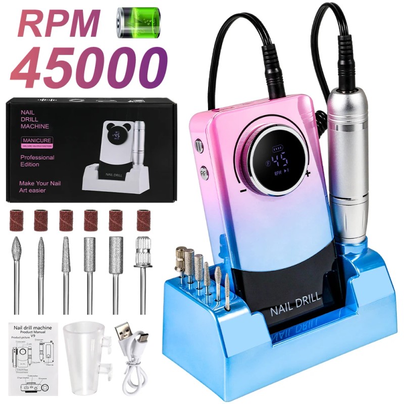 Professional Portable Stainless Steel Nail Drill File Buffers 45000 RPM