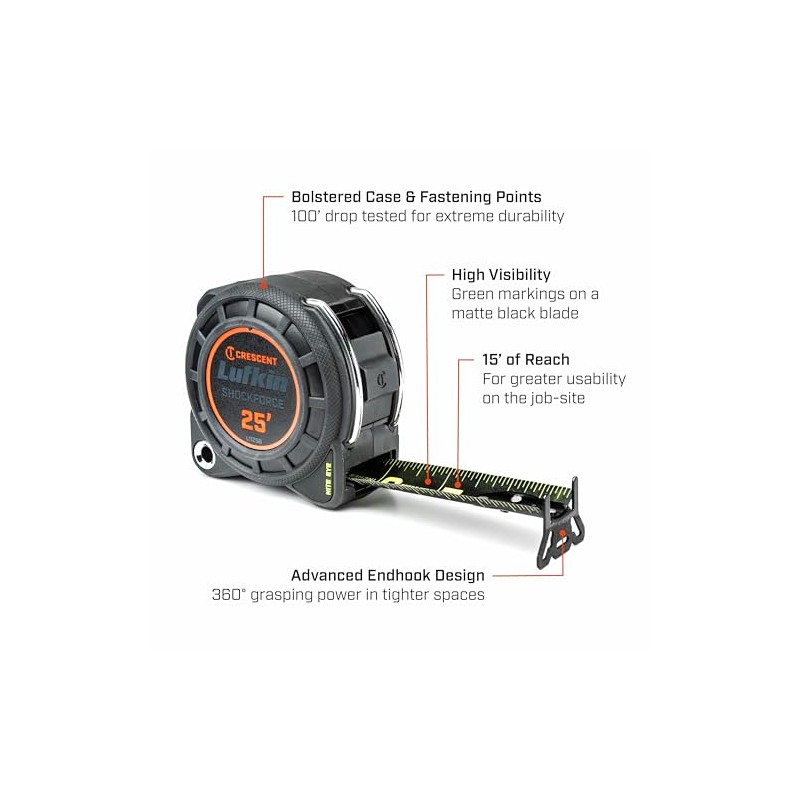 Lufkin Shockforce Nite Eye G1 - Cinta métrica de doble