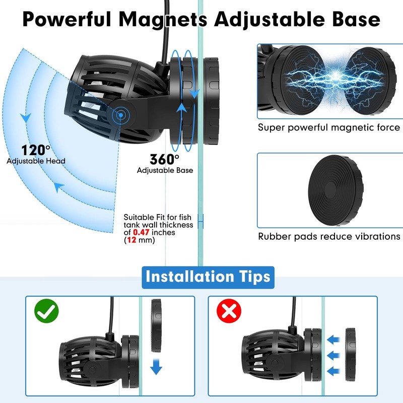 fishkeeper Aquarium Wave Maker, 1600GPH Adjustable Submersible Aquarium Powerhead with