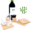 Bamboo Wood Square Coaster for Drinks with Holder Set of