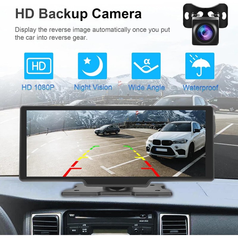 JoyeAuto 10.26" Wireless Apple Carplay Car Stereo with 1080P Backup