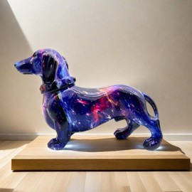 Art Dachshund Dog Statue Figurine Sculpture Resin Collectible Gifts for Dachshund Dog Lover Office Home Decor Desk Accessories Decoration Garden Figurines Outdoor Decor Colorful (Color B)