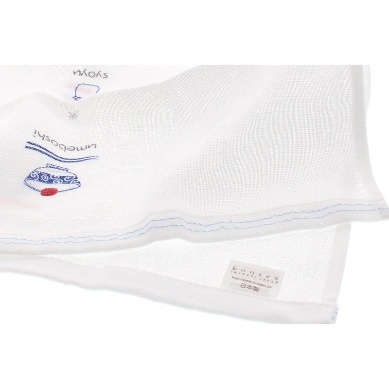 ｋｏｎｔｅｘ 今治産タオル ハンカチ はごろも ガーゼ おしぼり めし ブルー 33×38cm