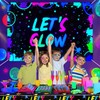Glow Neon Birthday Backdrop - Let's Glow Banner for Black