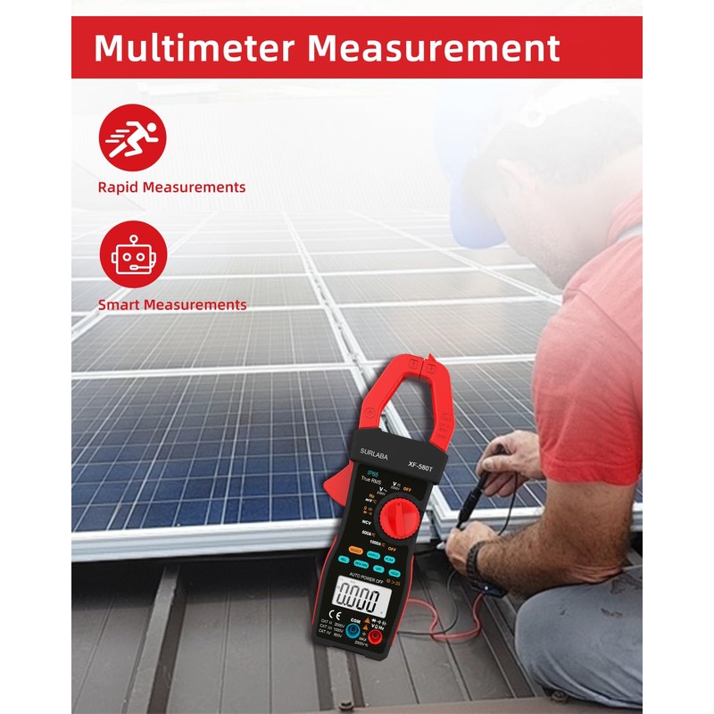 SURLABA Digital Clamp Meter 1000A/2000V AC DC Current Voltage LPF