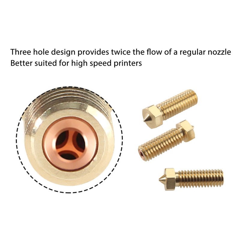 5pcs CHT V6 3D Printer Nozzle 3 Holes High Flow
